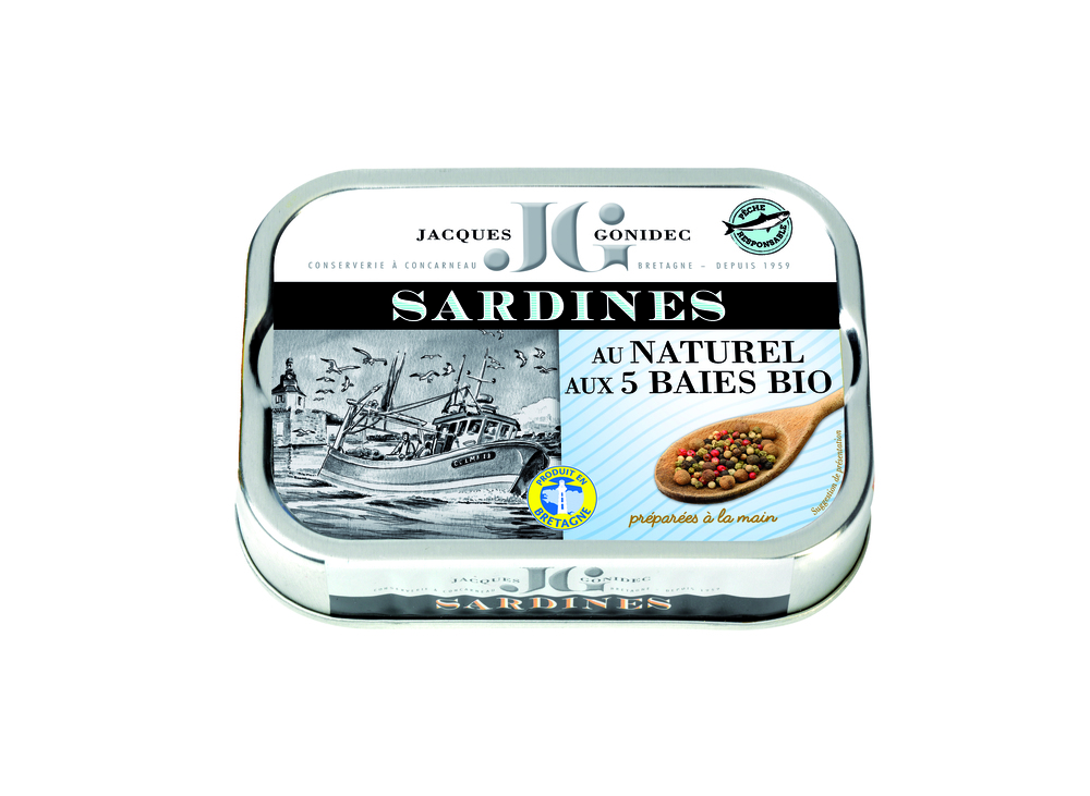 Sardines au naturel aux 5 baies bio / Natural sardines with 5 organic berries