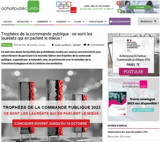 Trophées de la commande publique : ce sont les lauréats qui en parlent le mieux !