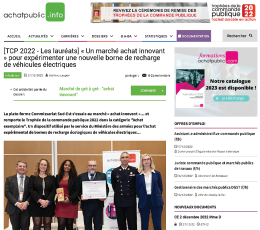 [TCP 2022 - Les lauréats] « Un marché achat innovant » pour expérimenter une nouvelle borne de recharge de véhicules électriques