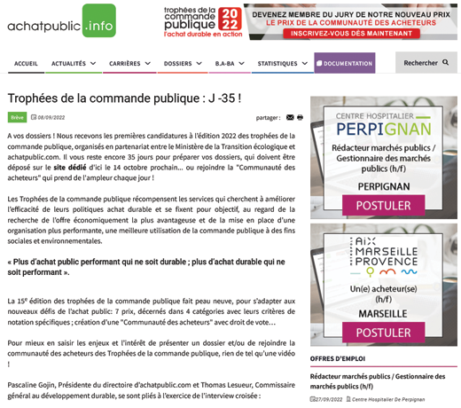 Trophées de la commande publique : J -35 !