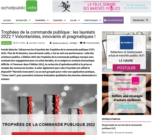 Trophées de la commande publique : les lauréats 2022 ? Volontaristes, innovants et pragmatiques !