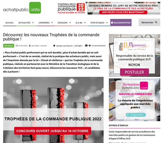 Découvrez les nouveaux Trophées de la commande publique !