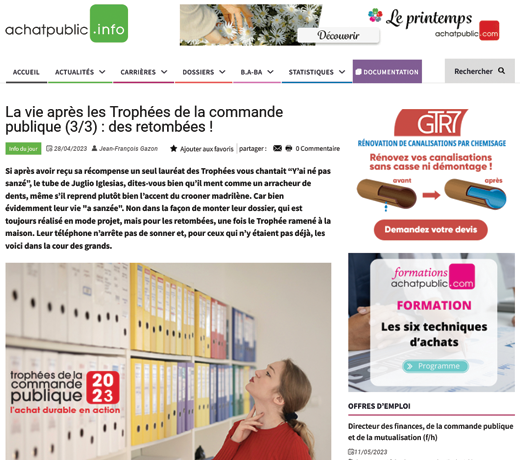 La vie après les Trophées de la commande publique (3/3) : des retombées !