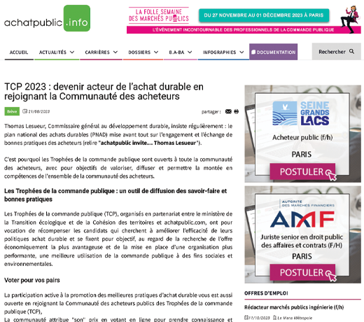 TCP 2023 : devenir acteur de l’achat durable en rejoignant la Communauté des acheteurs