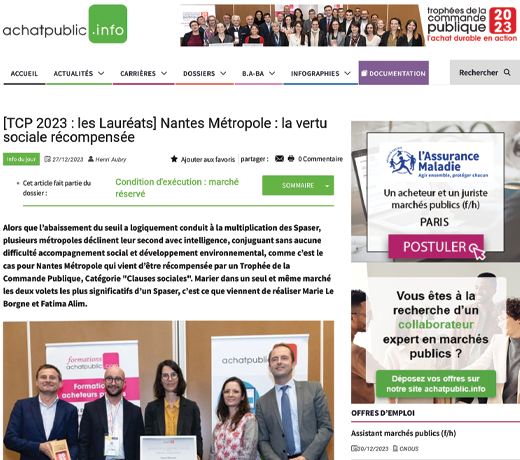 [TCP 2023 : les Lauréats] Nantes Métropole : la vertu sociale récompensée