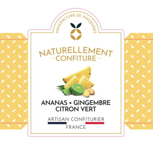 Confiture Ananas Gingembre Citron vert 250g