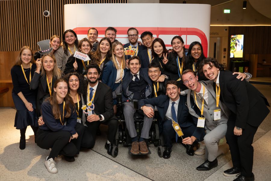 CEMS students gathered smiling