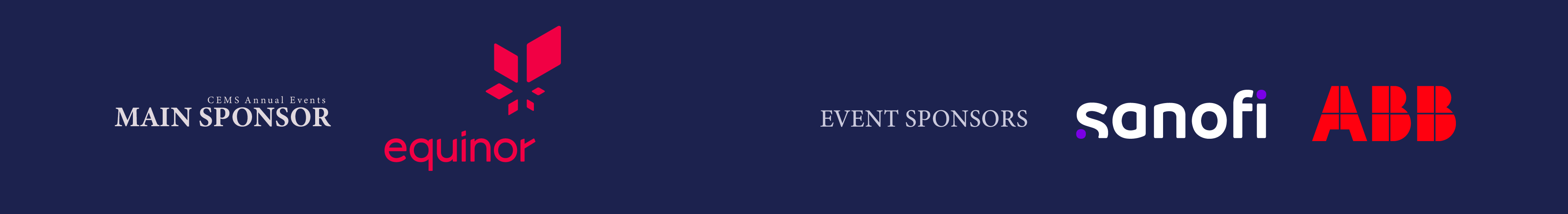 Sponsors banner Equinor, Sanofi, ABB