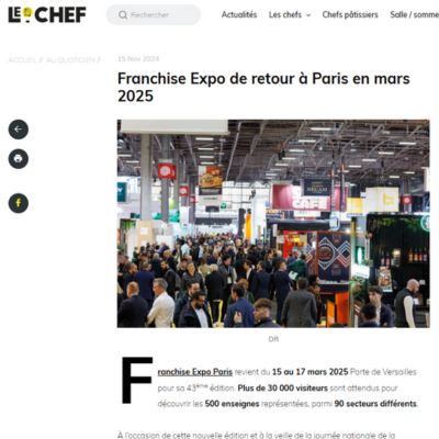 Franchise Expo de retour à Paris en mars 2025