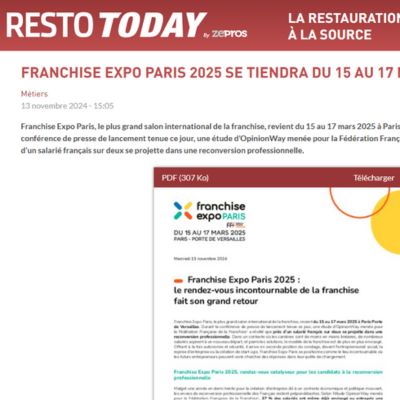 Franchise Expo Paris 2025 se tiendra du 15 au 17 mars prochain