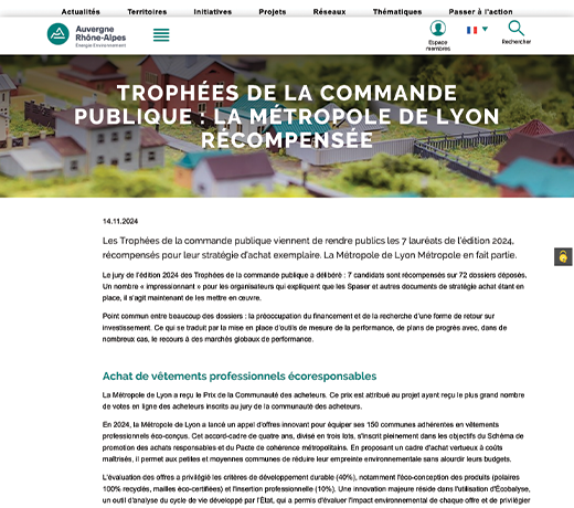 Trophées de la commande publique : la Métropole de Lyon récompensée