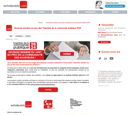  Devenez membre du jury des Trophées de la commande publique 2024