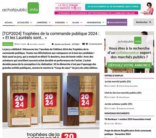 [TCP2024] Trophées de la commande publique 2024 : « Et les Lauréats sont… »