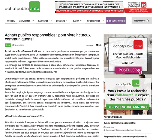 Achats publics responsables : pour vivre heureux, communiquons !
