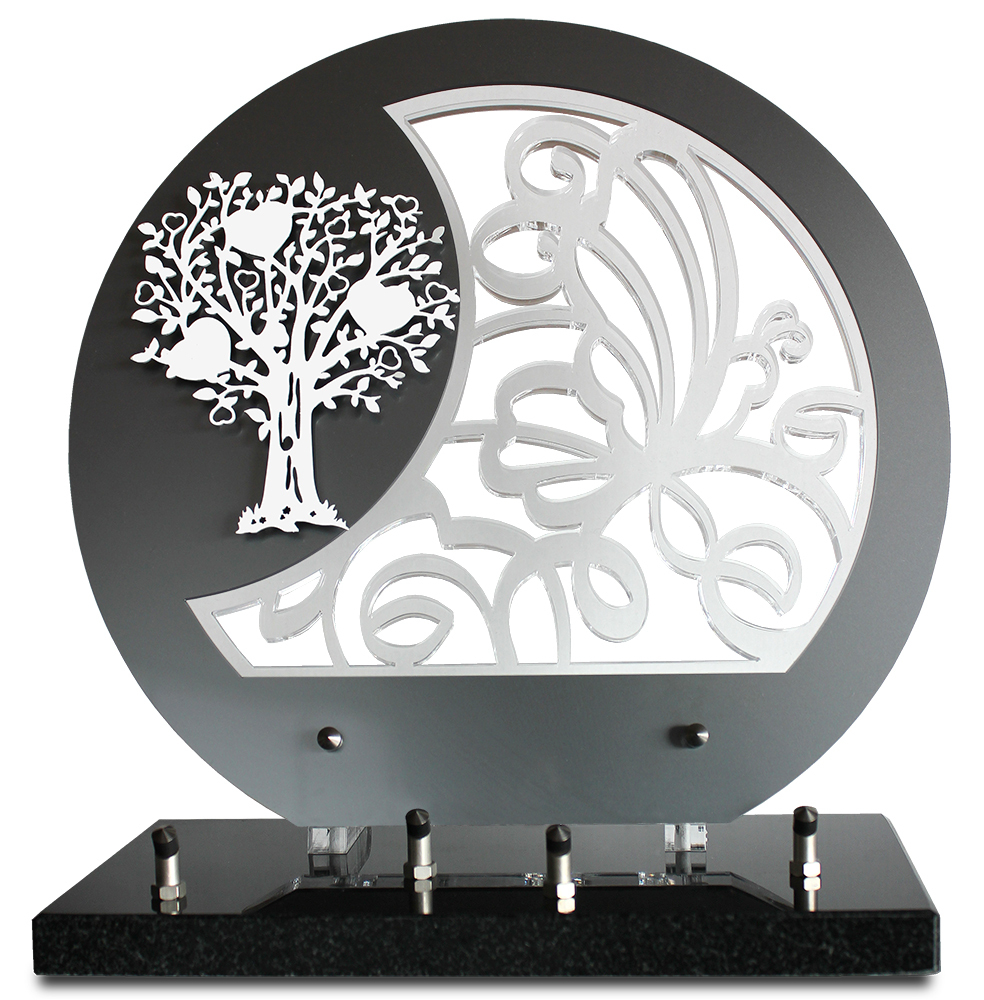 Plaque altuglas découpé / Ajouré avec motif inox peint en blanc