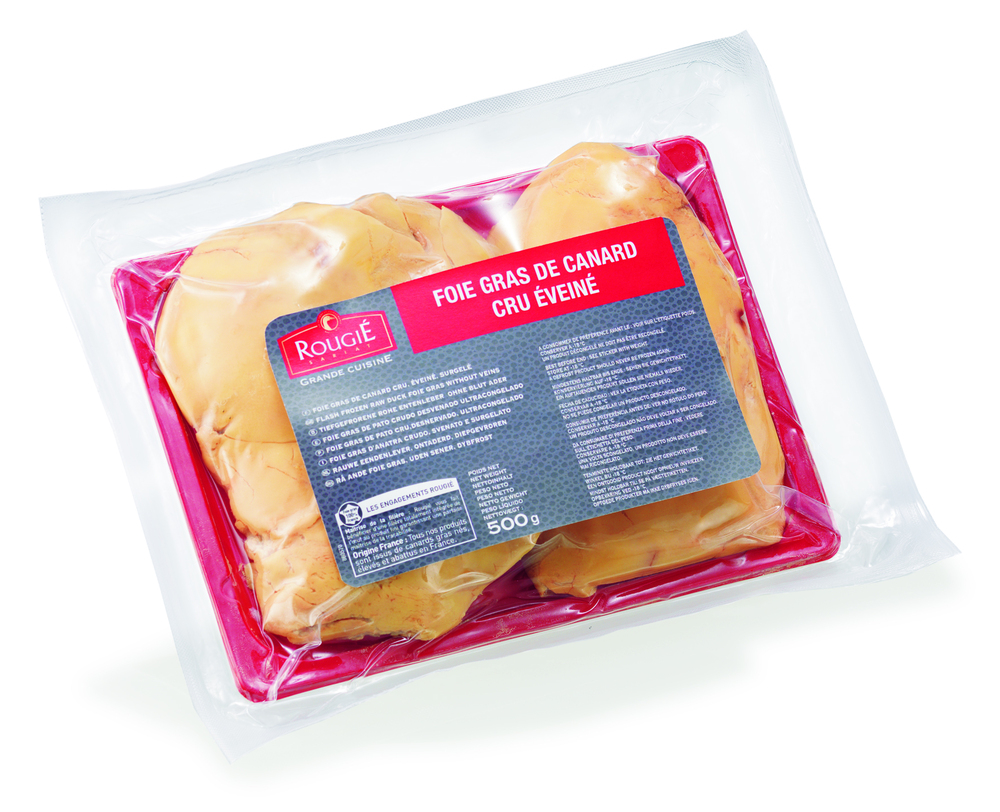 FOIE GRAS DE CANARD CRU DEVEINE ET SURGELE PLAQUE 500g