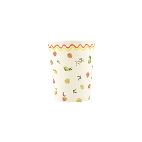 8 Gobelets Fizz Agrume Carton Crème, Orange et Jaune 255ml