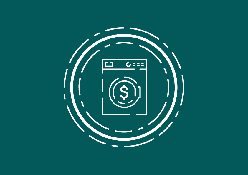 AML/CFT - An icon of a dollar sign on a digital document