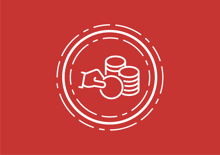 Reserve management - Icon of a hand stacking coins