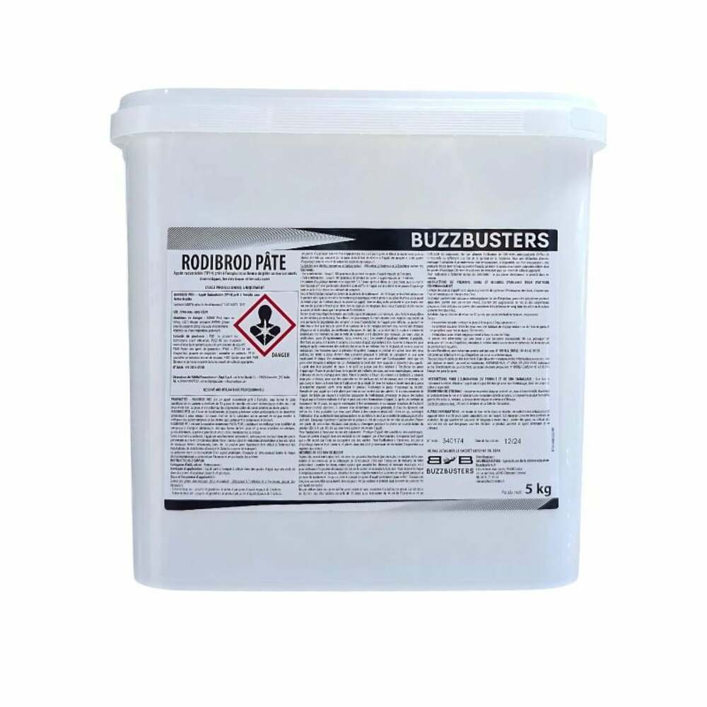 RODIBROD PÂTE 5kg – Appât Rodenticide à la Brodifacoum 50 ppm