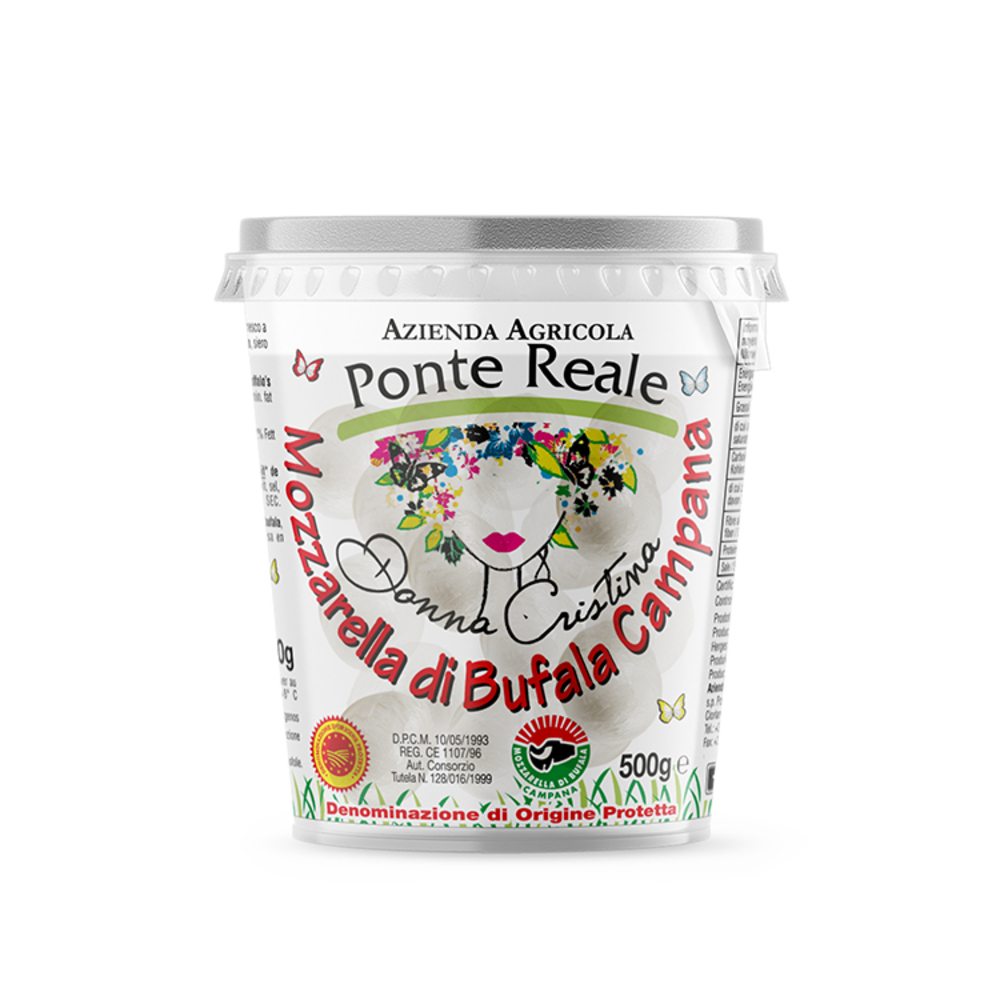 MOZZARELLA DI BUFALA CAMPANA AOP DONNA CRISTINA CERISES 10G POT 500G