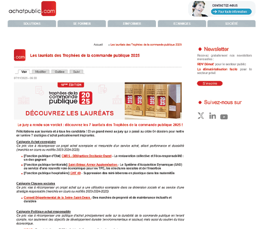  Les lauréats des Trophées de la commande publique 2025
