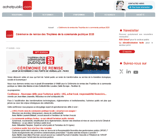  Cérémonie de remise des Trophées de la commande publique 2025