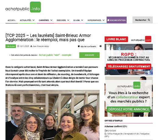 [TCP 2025 – Les lauréats] Saint-Brieuc Armor Agglomération : le réemploi, mais pas que