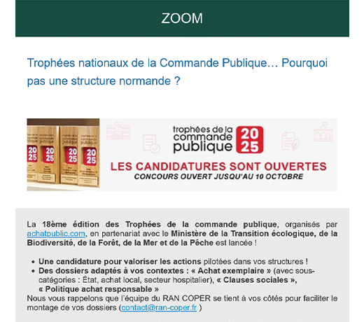 Trophées nationaux de la Commande Publique… Pourquoi pas une structure normande ?