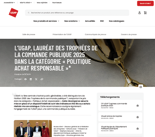 L’UGAP, lauréat des Trophées de la commande publique 2025 dans la catégorie « Politique Achat responsable »* 