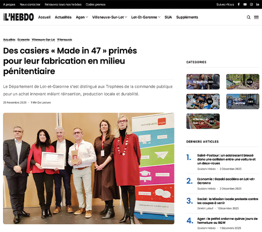  Des casiers « Made in 47 » primés pour leur fabrication en milieu pénitentiaire 