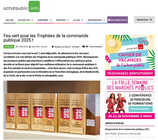 Feu vert pour les Trophées de la commande publique 2025 !