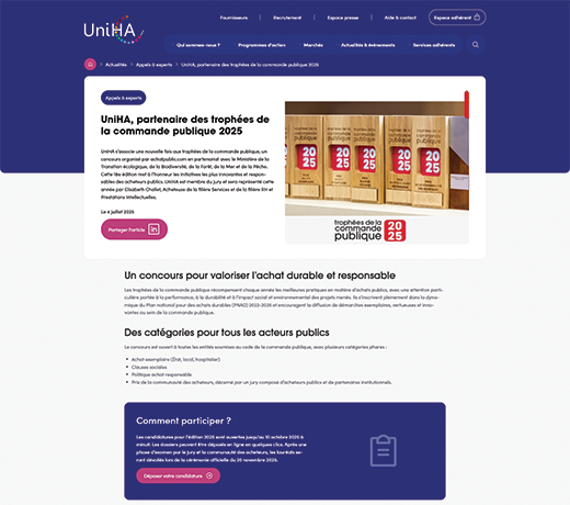  UniHA, partenaire des trophées de la commande publique 2025 