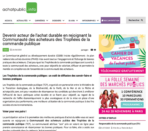 Devenir acteur de l’achat durable en rejoignant la Communauté des acheteurs des Trophées de la commande publique