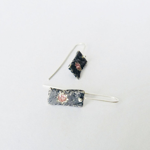 NObijoux - Boucles d'oreilles en argent recyclé et tourmalines rose
