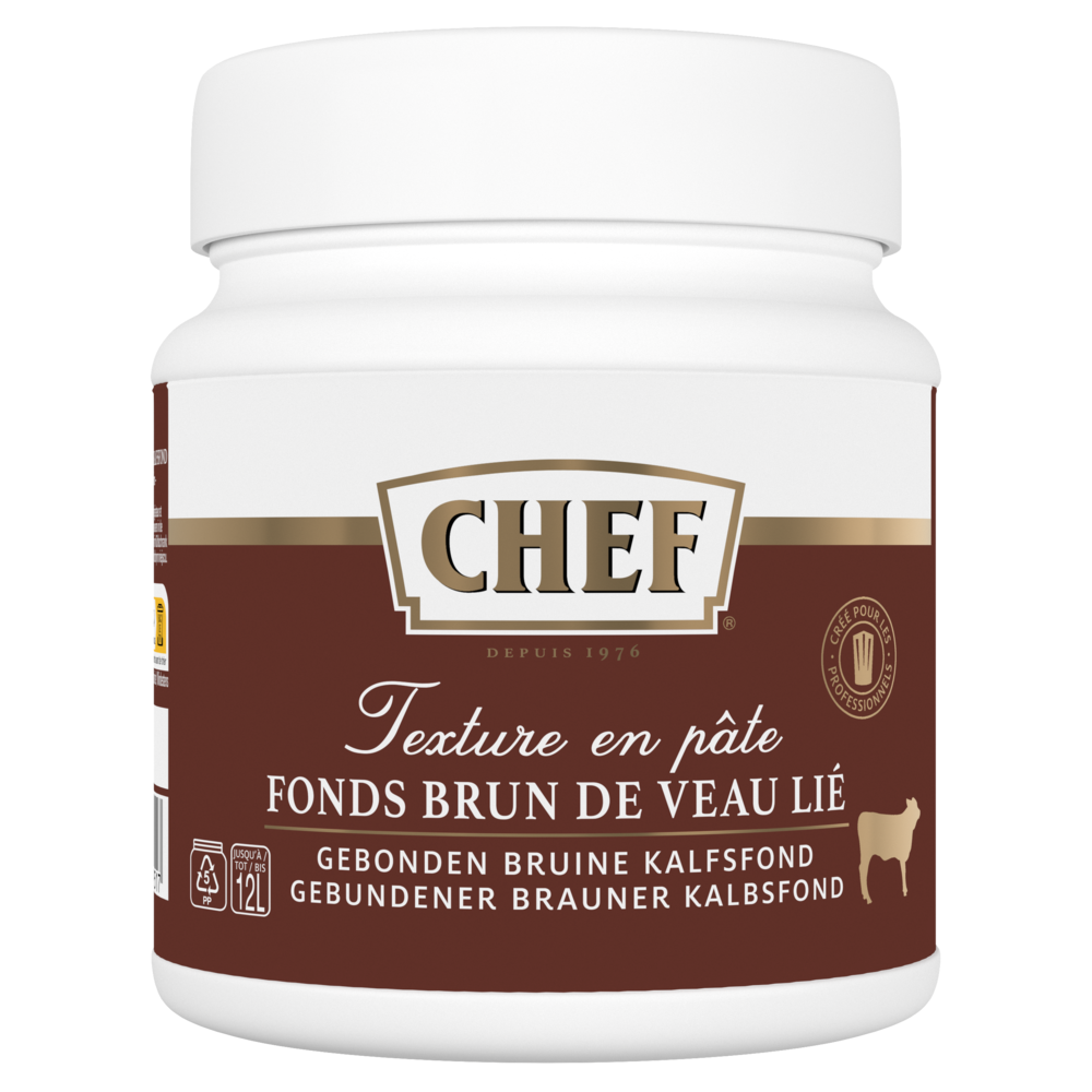 3154 CHEF® Fonds Brun de Veau Lié Premium - Pot de 600 g pour 6 L à 12 L