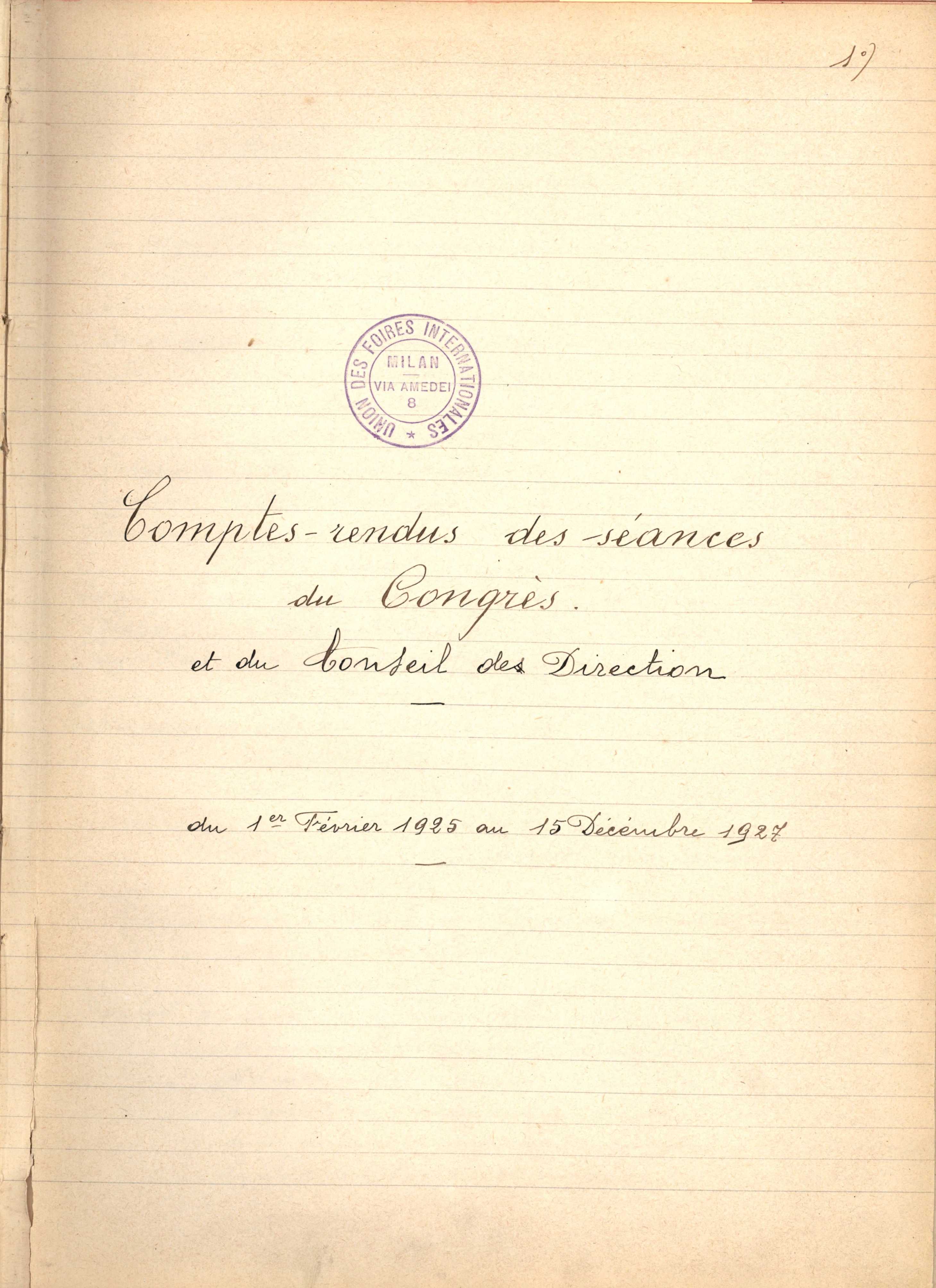 1925-1927 Congresses & Board of Directors report