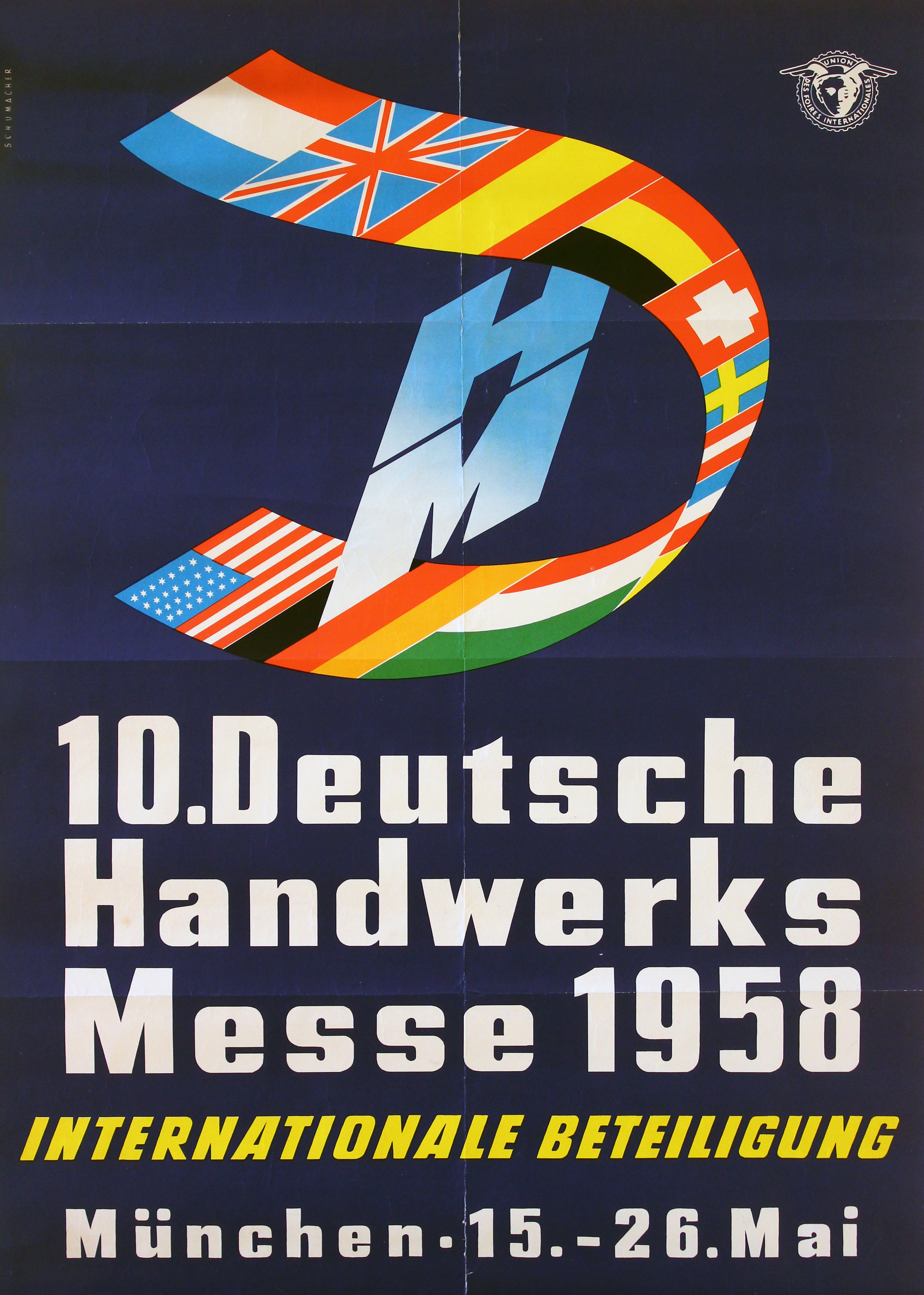 1958 Poster of the 10th German Handicrafts Fair in Munich, Germany