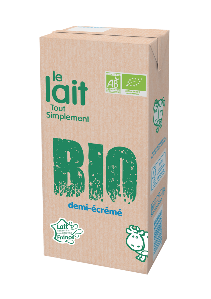 Lait BIO 1/2 écrémé brique 1 L