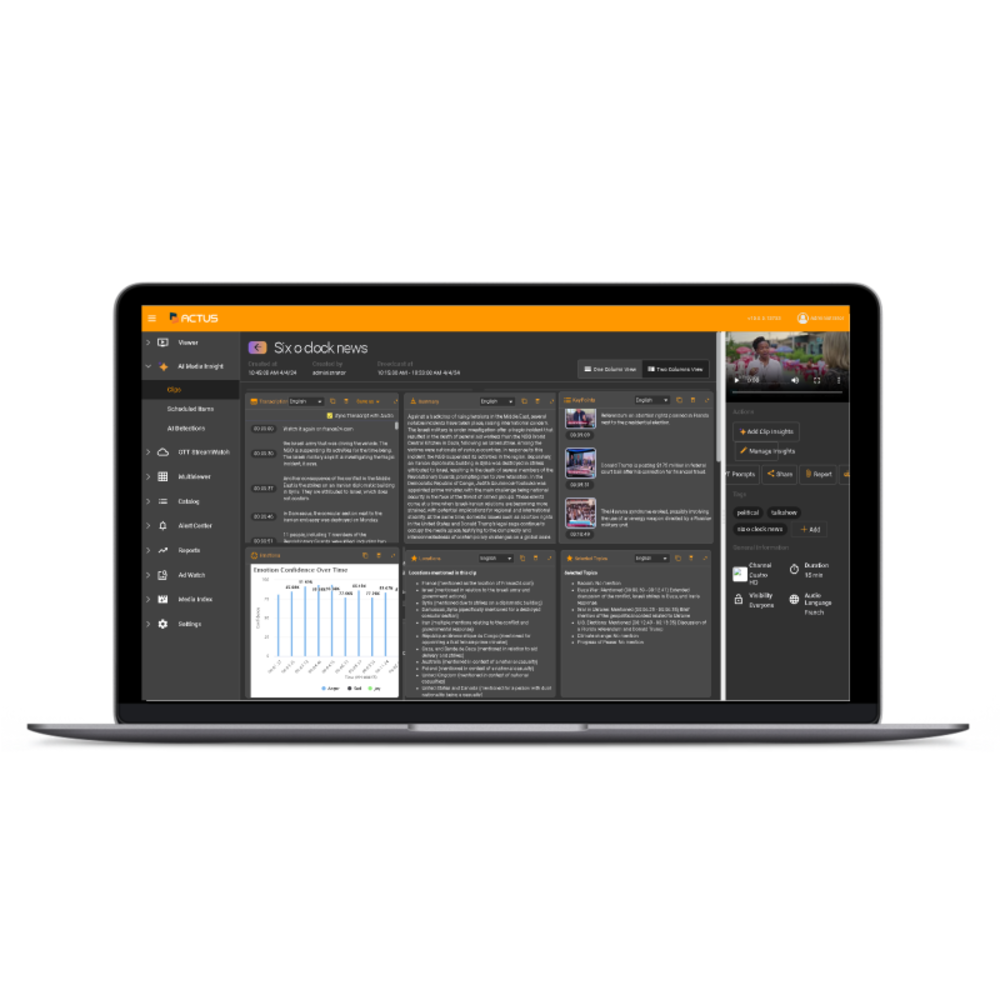 Actus Digital - Monitoring de contenu par l'IA (AI Media Insight)