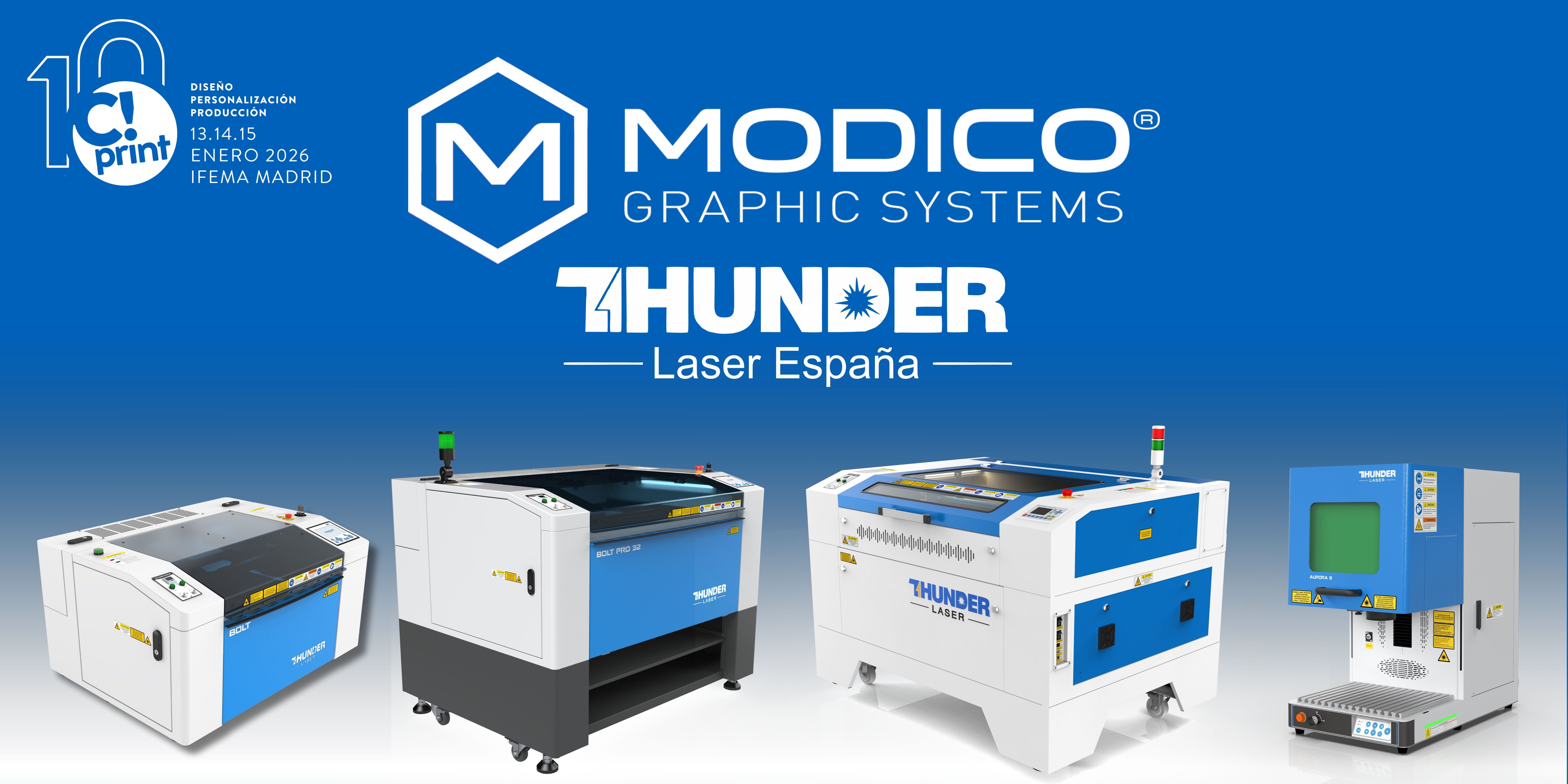 Modico Graphics brings the most advanced and accessible laser solutions on the market to C!Print Madrid 2026.