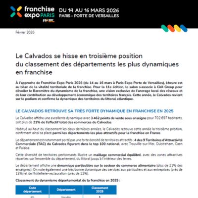 Le Calvados se hisse en troisième position du classement des départements les plus dynamiques en franchise