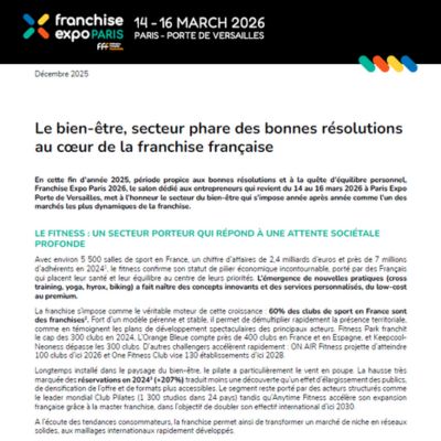 Le bien-être, secteur phare des bonnes résolutions  au cœur de la franchise française