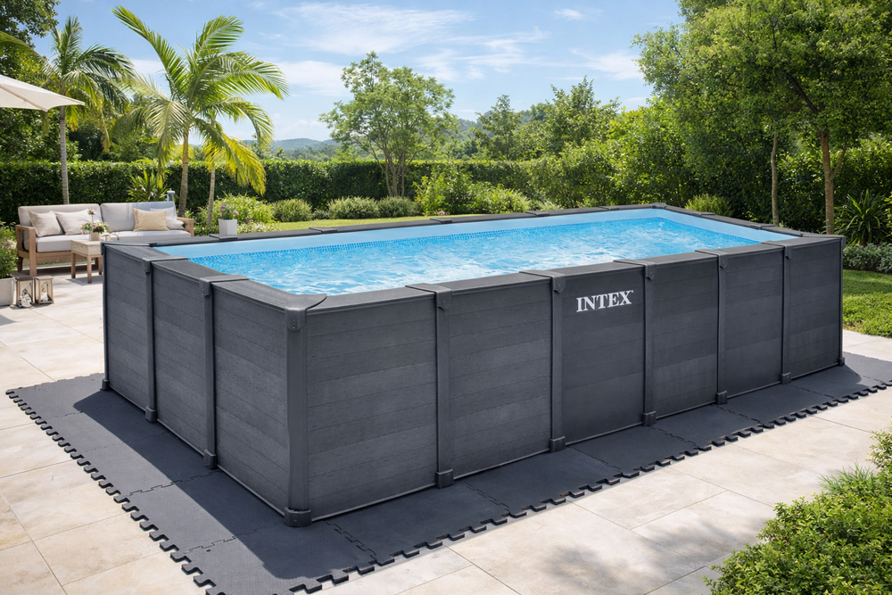 KIT PISCINE GRAPHITE RECT TUBULAIRE 6,00 x 3,00 x 1,24m
