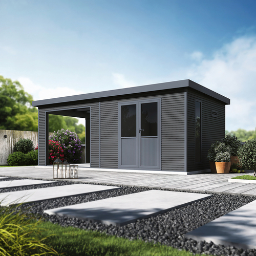 Abri de jardin en bois composite 28mm – Onyx 63 – 18m²