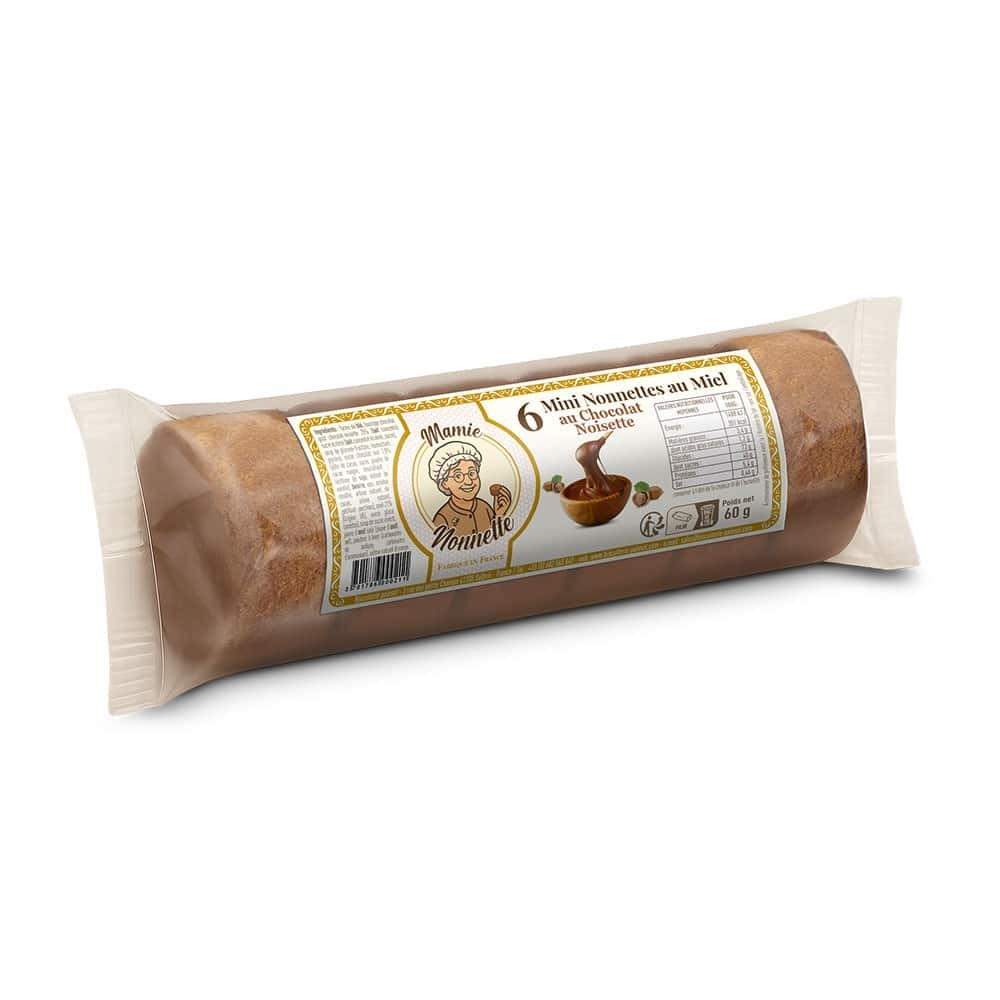 Mini nonnettes au miel fourrées chocolat – Rouleau de 6 – 60 g – Mamie Nonnette