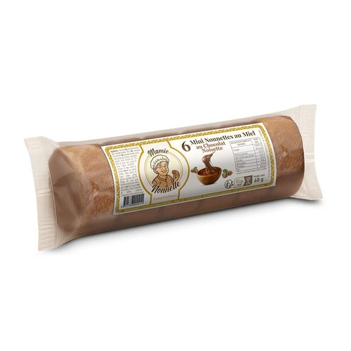 Mini nonnettes au miel fourrées chocolat – Rouleau de 6 – 60 g – Mamie Nonnette