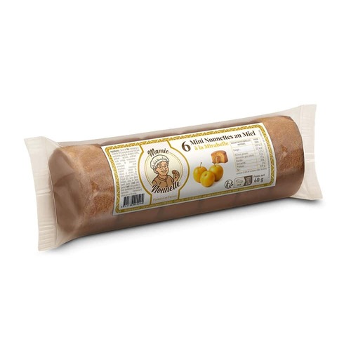 Mini nonnettes au miel fourrées mirabelle – Rouleau de 6 – 60 g – Mamie Nonnette