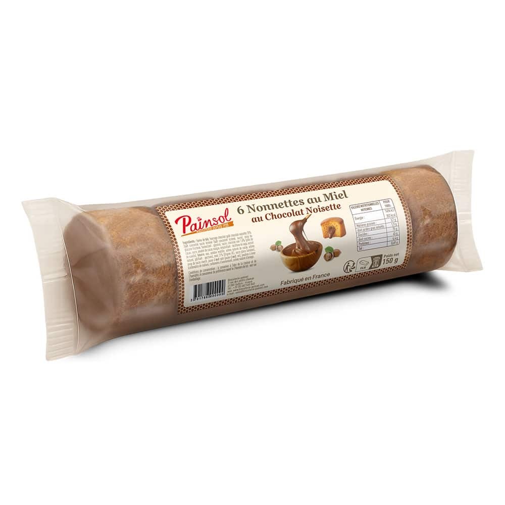 Nonnettes au miel fourrées chocolat – Rouleau de 6 – 150 g – PAINSOL