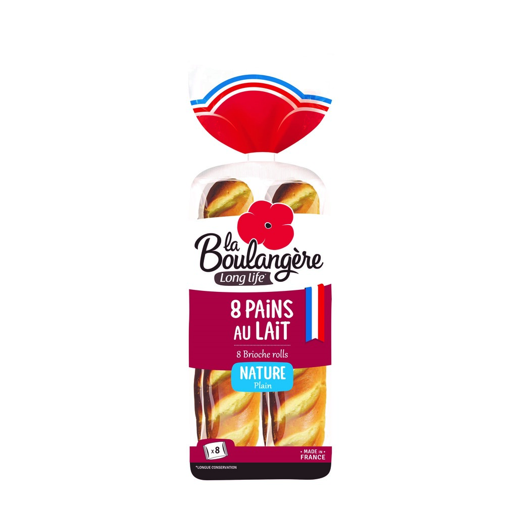 8 Pains au lait Nature Emballages individuels 280g La Boulangère Long life